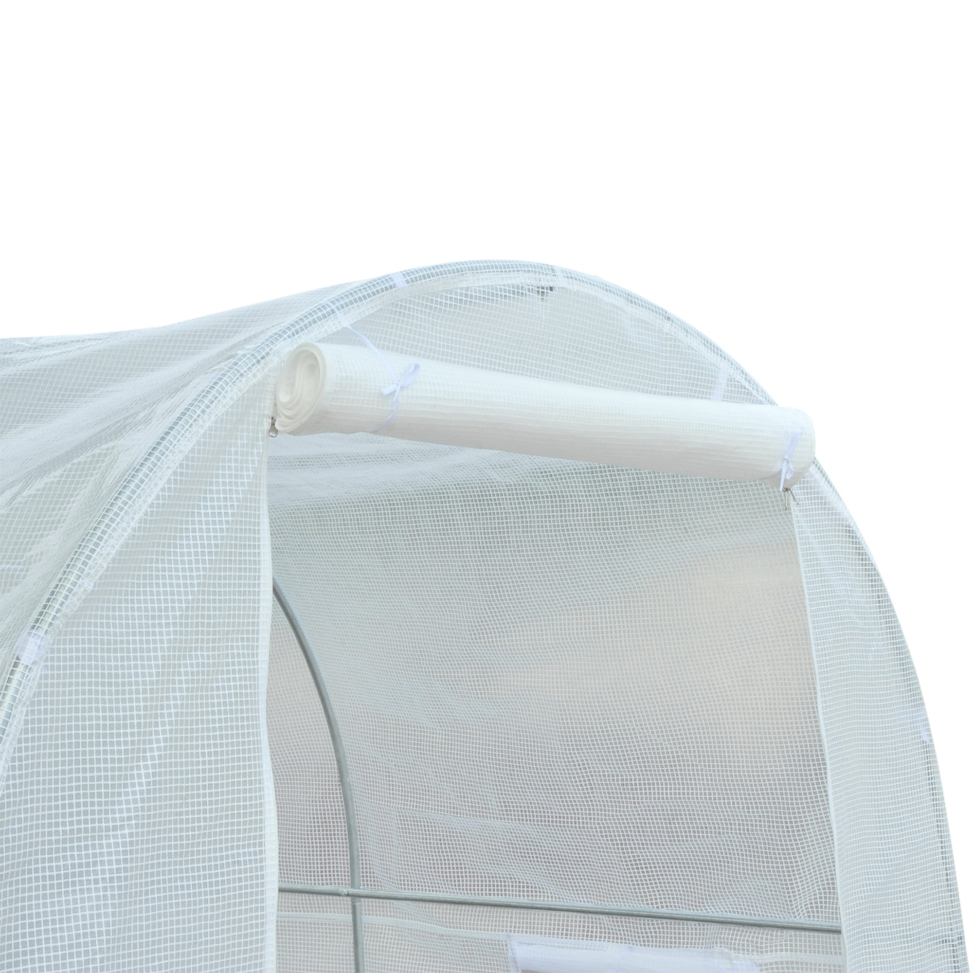 Serre tunnel de jardin - Outsunny - 5m² 245x200x200 cm - porte 4 fenêtres - cadre en métal, bâche PE haute densité 140 g/m² - blanc - 8