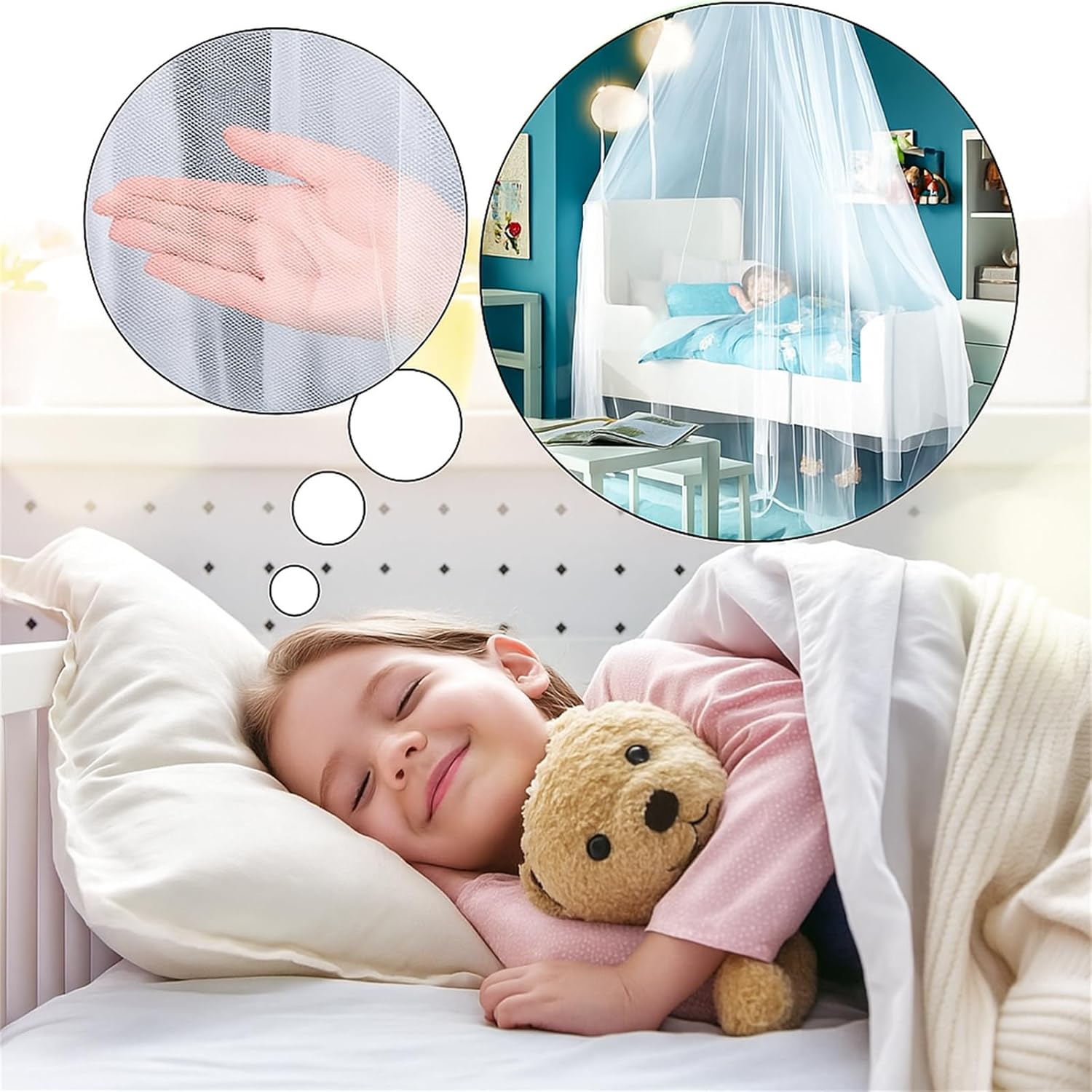 Mosquitera plegable grande para cama doble, mosquitera universal para cama, ideal para uso en interiores (blanca, 0,6 x 2,5 x 12,5 m). - 5