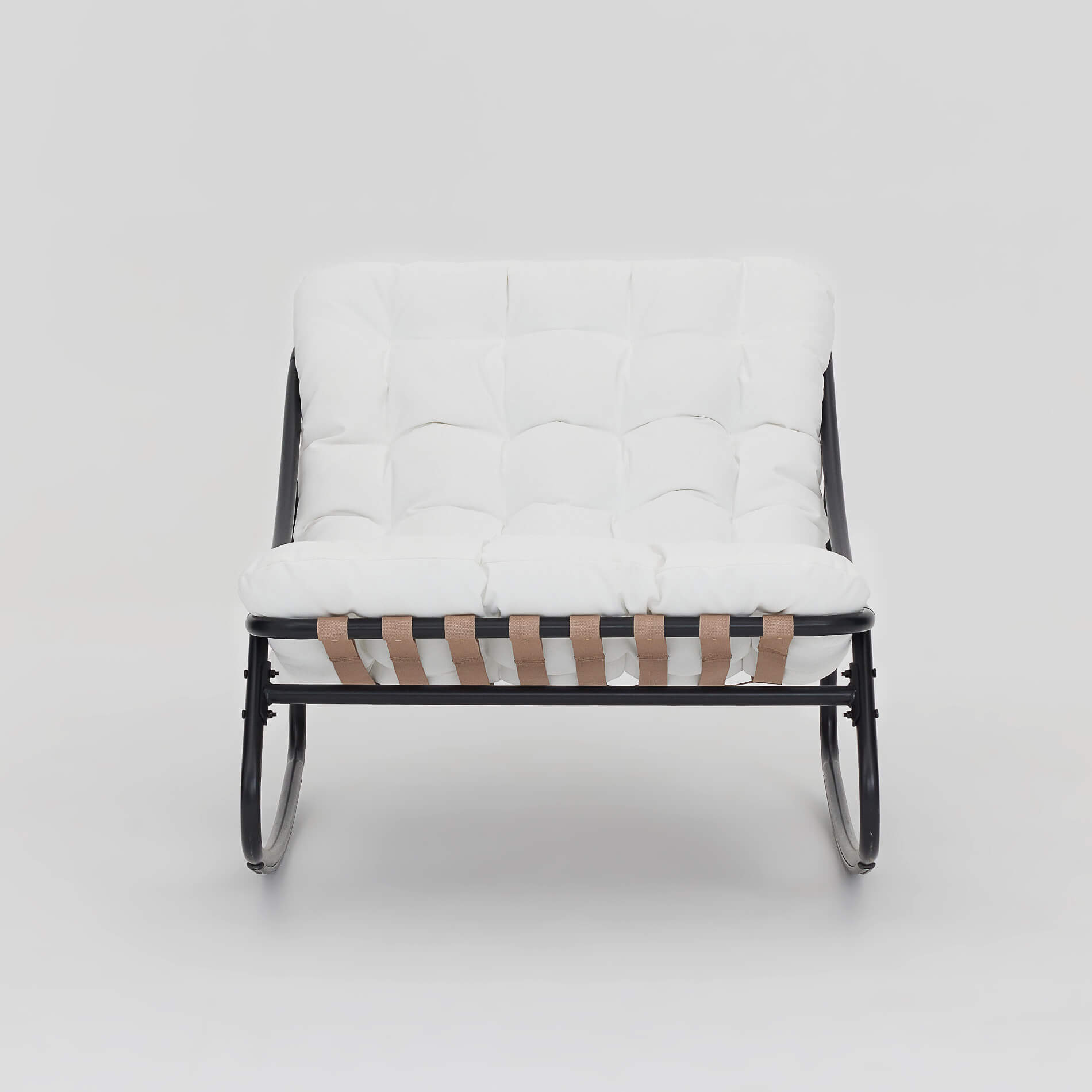 Fauteuil à Bascule Rebecca Mobili Qatran 74x78x101 Acier Polyester Blanc Gris Moderne - 5