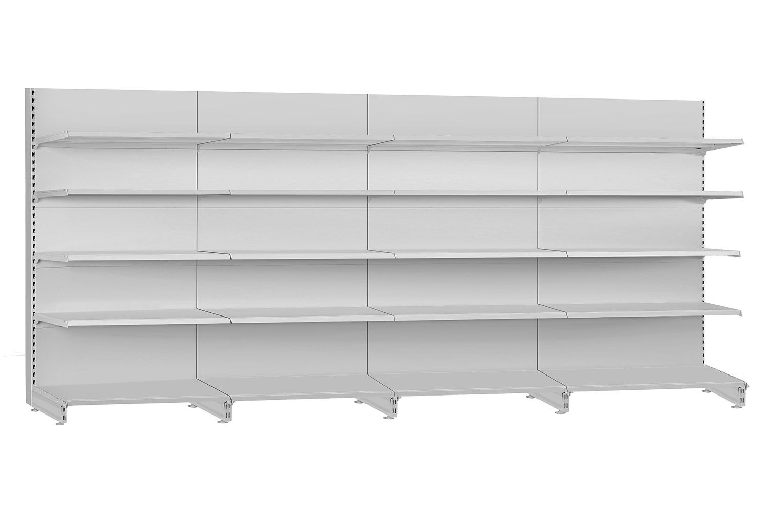 Zestaw 4x Regał przyścienny metalowy sklepowy 125x47x210cm półki 4x47cm komplet wolnostojący jasny szary KTD