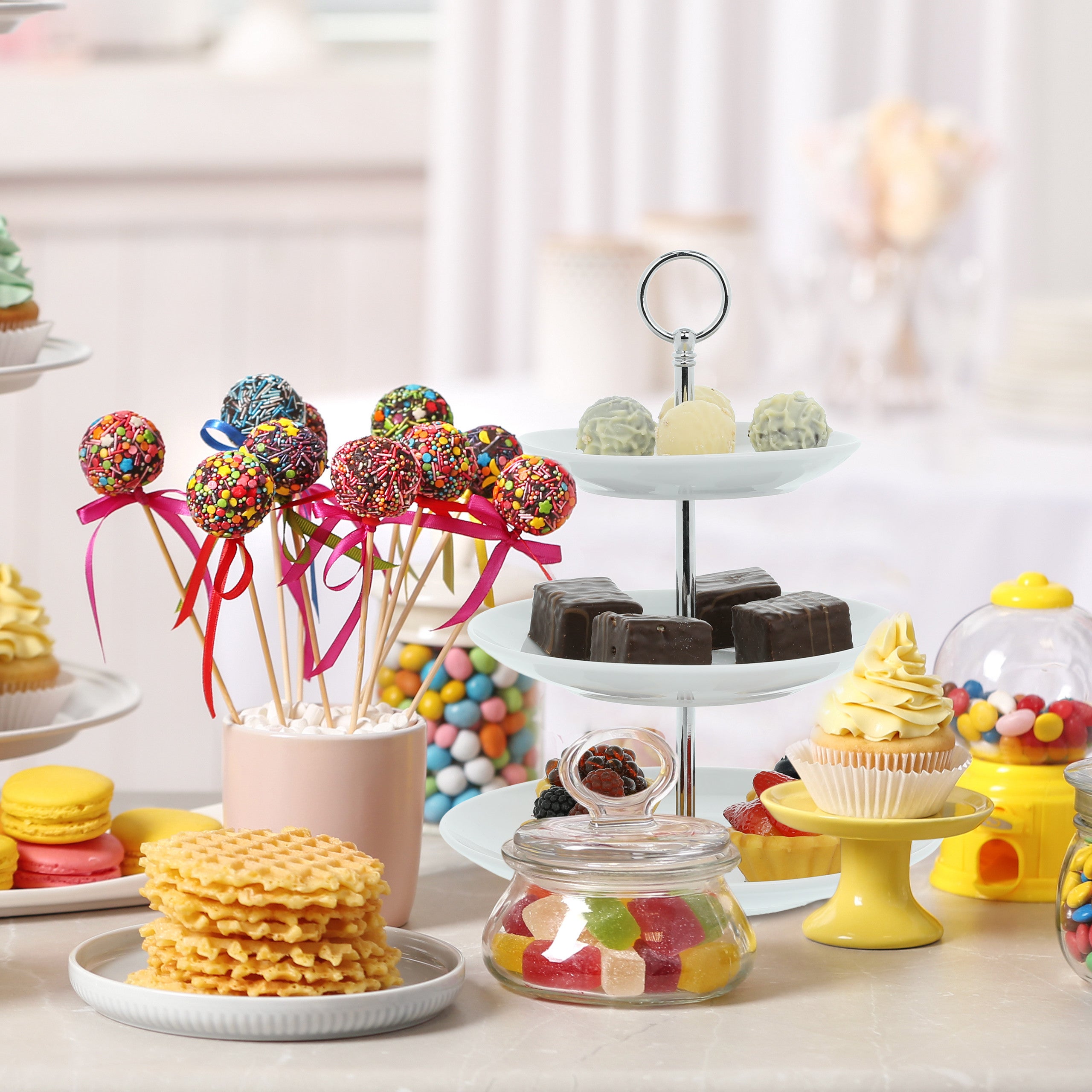 Torre Per Cupcake In Cartone 3 Ripiani – 4 Pezzi Per Feste E Buffet Eleganti
