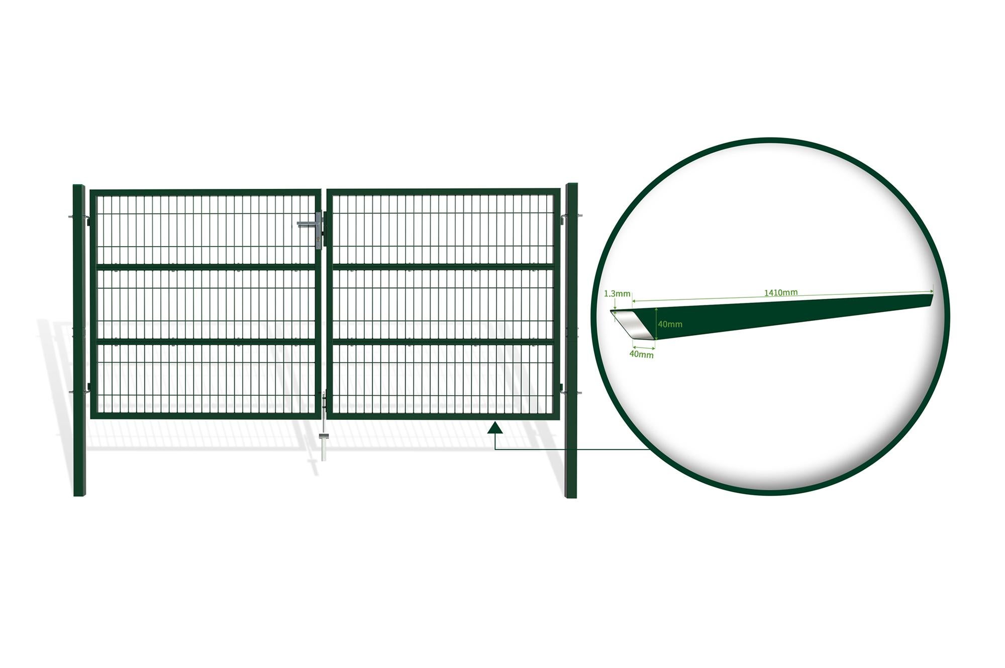Portail battant grillagé 3m RAZO H.140cm Vert - 7