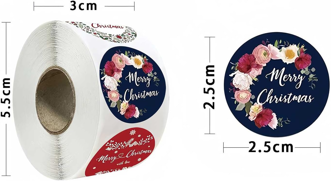 Autocollants Cadeau de Noël, 500PCS Étiquettes Autocollantes de Noël 2.5cm - 4
