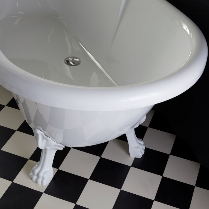 Baignoire îlot Charly ovale rétro avec pieds patte de lion blanc - 4