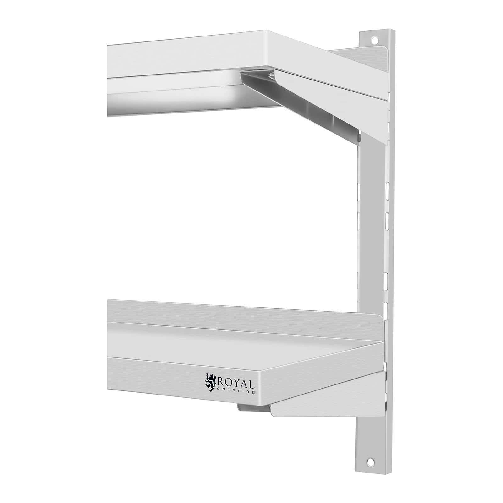 Étagère murale - Royal Catering - 180 cm de long - 2 plateaux - Acier inoxydable - 7