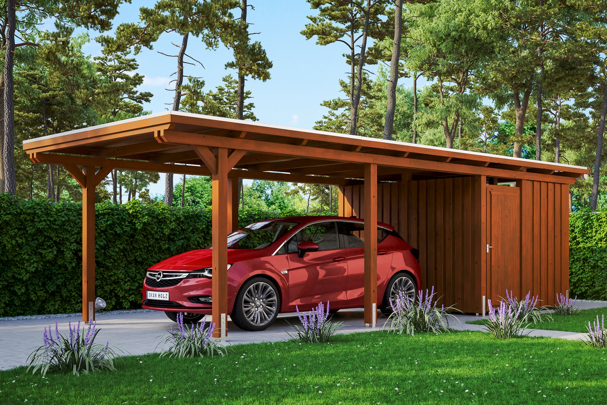 Carport bois SKAN HOLZ Emsland 354x846cm avec remise, avec panneaux de ...