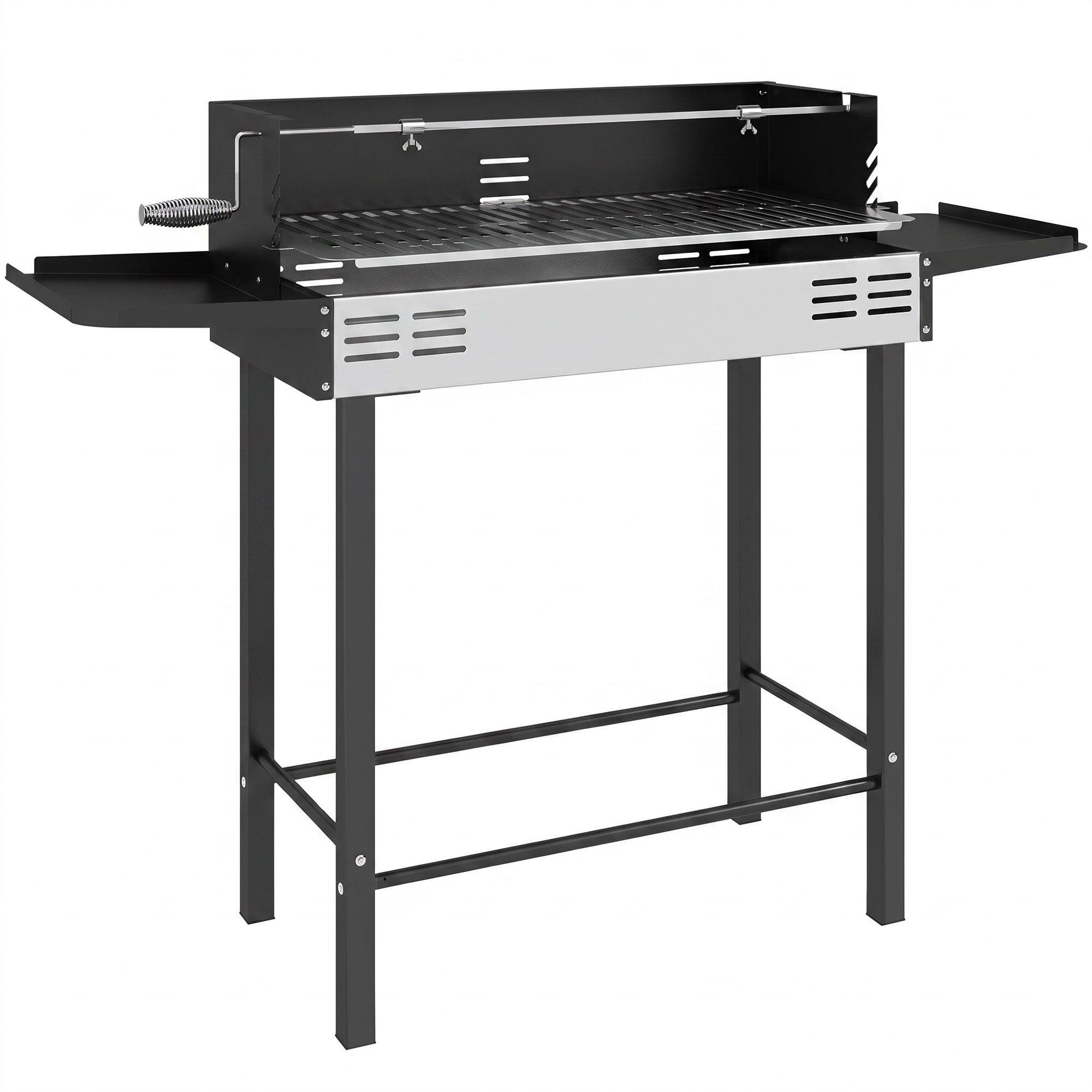 Barbecue a Carvão Outsunny Aço Inoxidável e Metal Preto e Prata 118x32x90 cm - 2