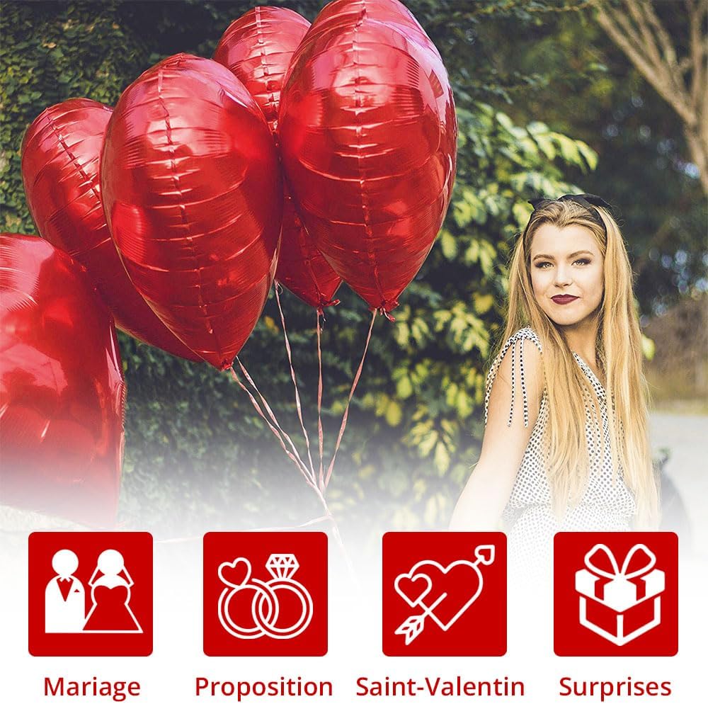 25 Ballon Coeur Rouge Hélium Décoration Romantique pour La Saint ...