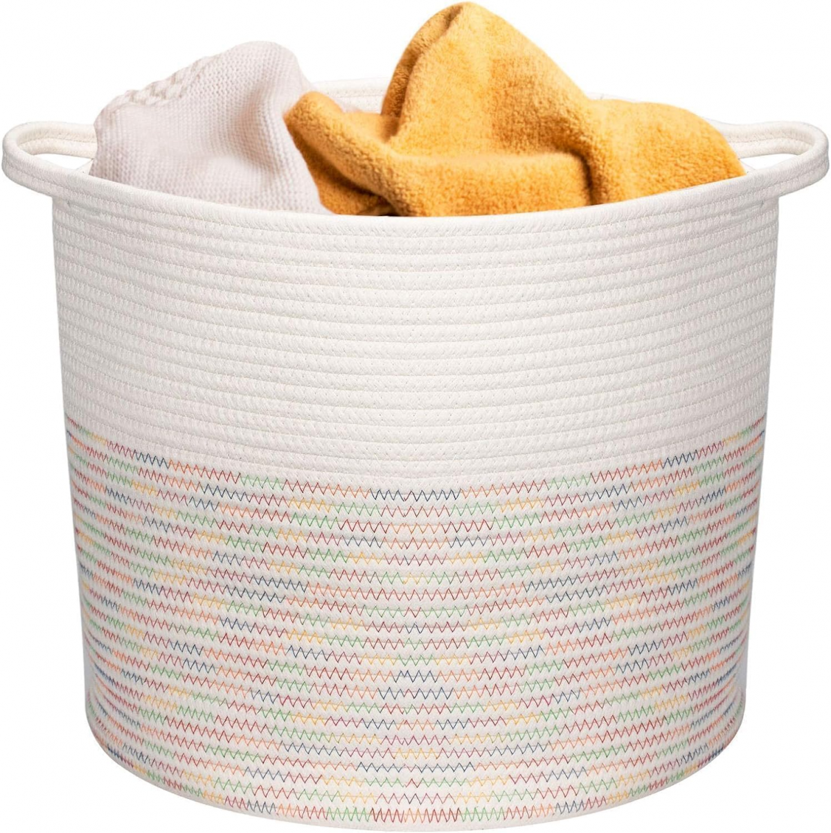 Coș de rufe din bumbac (50L) – 38x35cm cu mânere, spațiu de depozitare pentru haine, jucării și prosoape în dormitor.