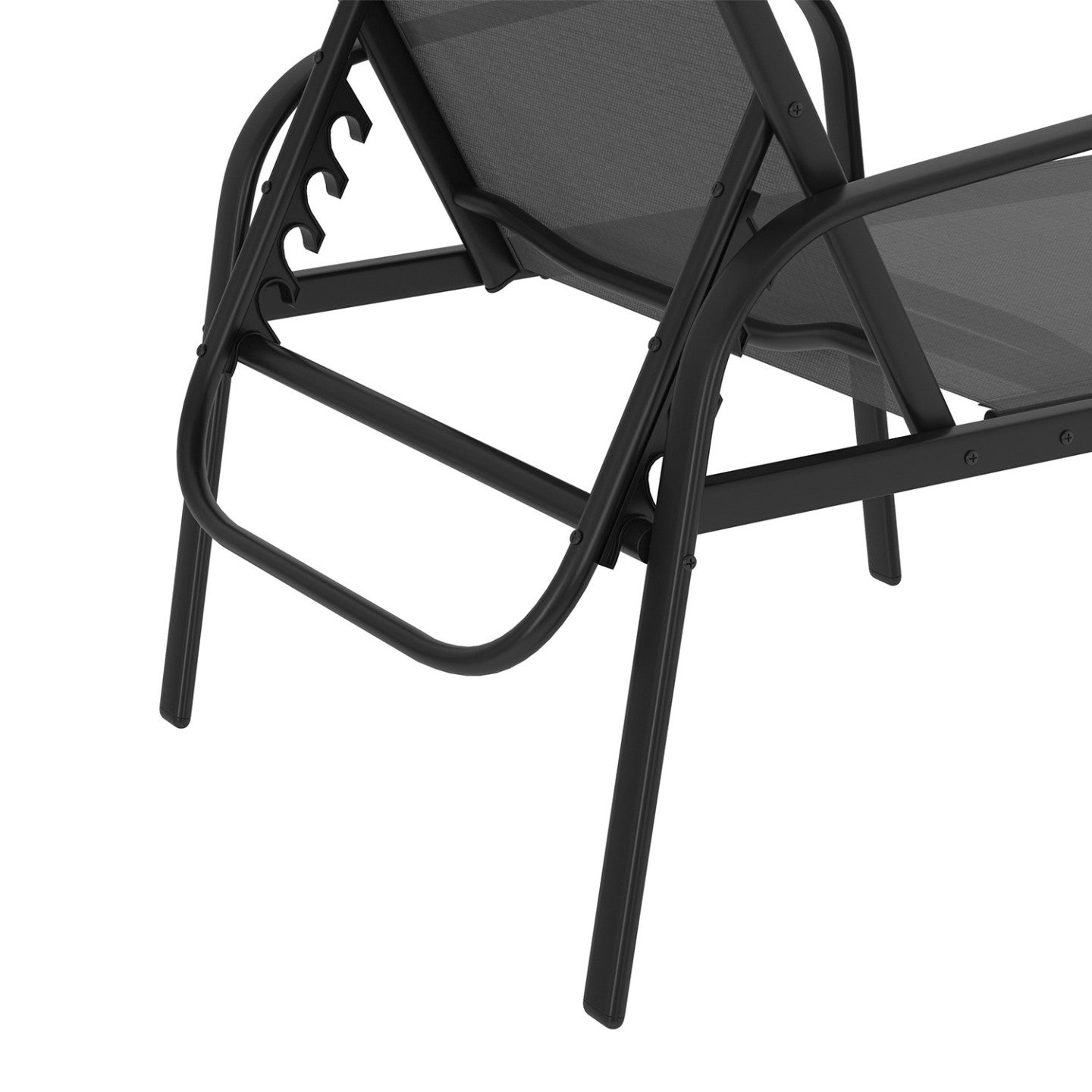 Lot de 2 transats de jardin inclinables FIDJI en acier noir et toile gris anthracite - 5
