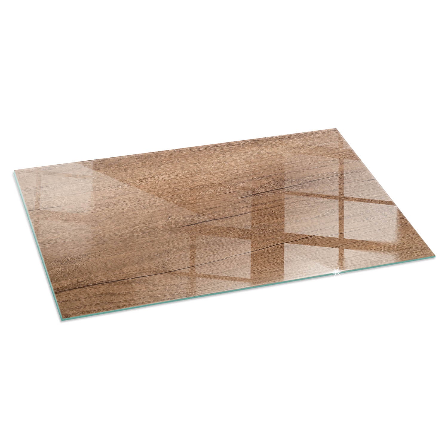 Prostokątna płyta szklana ochronna pod piecyk, kominek - 100x50 cm - Naturalny wzór drewna - TULUP