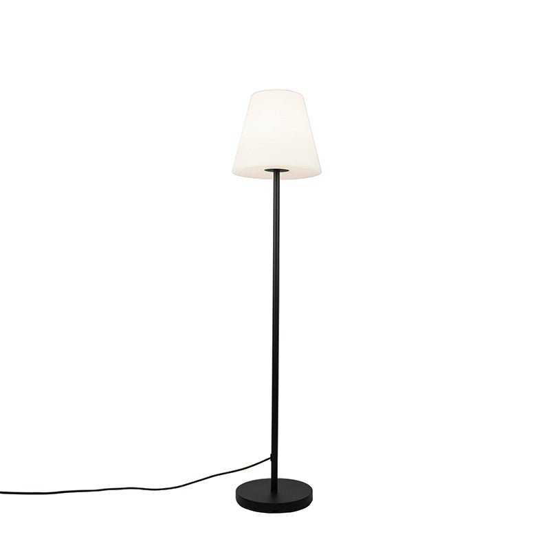 Lampa podłogowa zewnętrzna czarna z białym kloszem 35 cm IP65 - Virginia