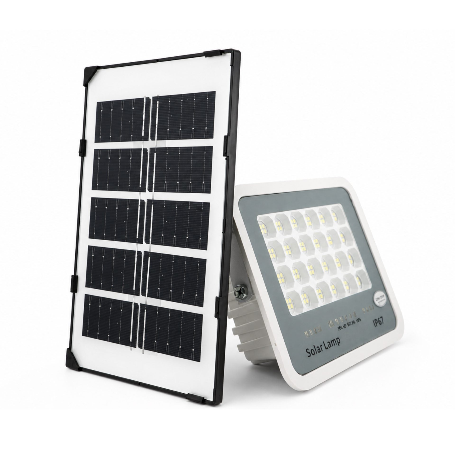 Proiector LED solar Flippy 30W, 96 LED-uri, IP67, cu senzor de lumina