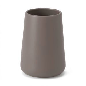 WENKO Bicchiere Portaspazzolini Puro Beige: In Poliresina, 9,4 X 9,4 X 6,5 Cm, Design Minimal Per Bagno, Colore Beige