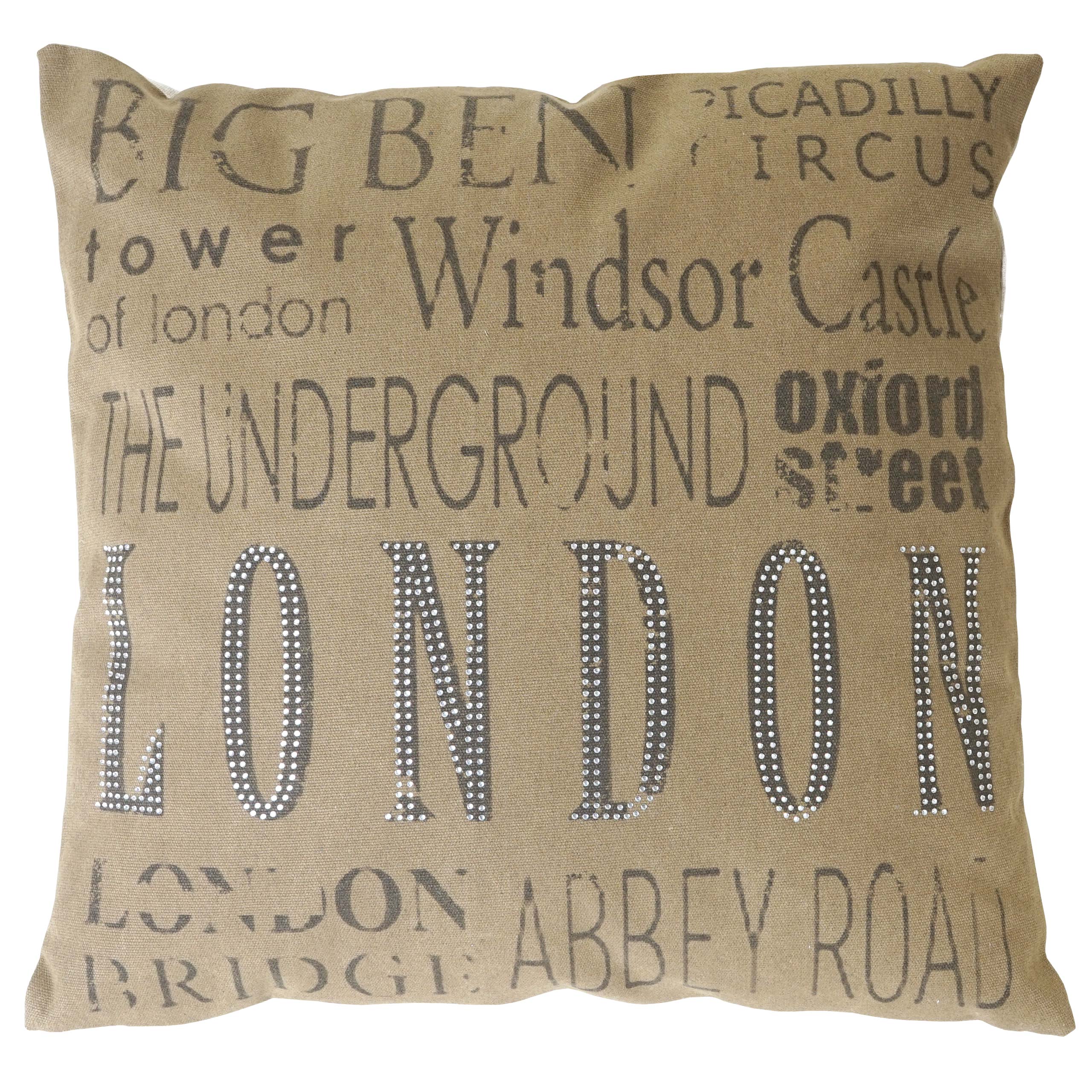 Poduszka dekoracyjna London, poduszka na sofę poduszka dekoracyjna z wypełnieniem, brązowe brokatowe kamienie 45x45cm