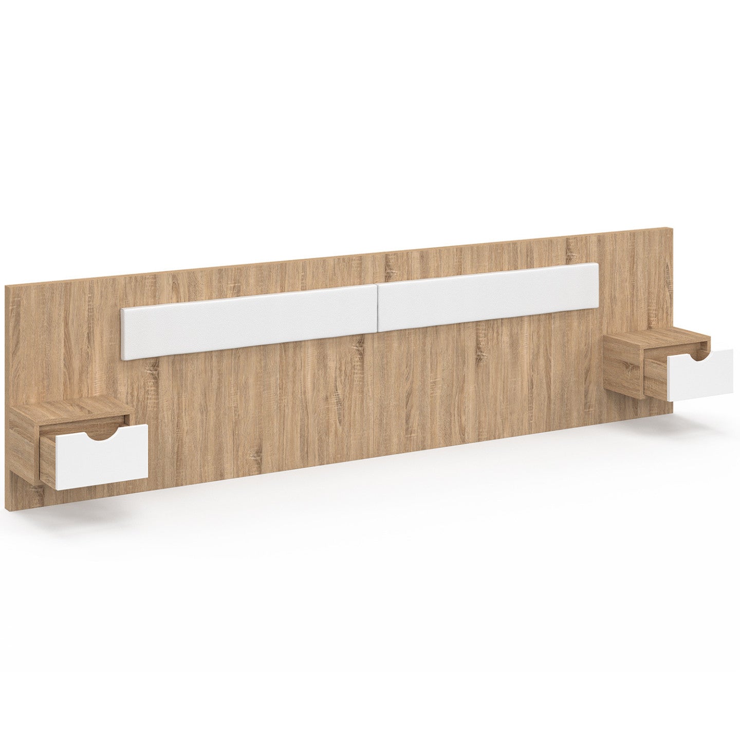Tête de lit suspendue avec chevets SANTA pour lit 140, 160 et 180 cm bois et blanc - 2