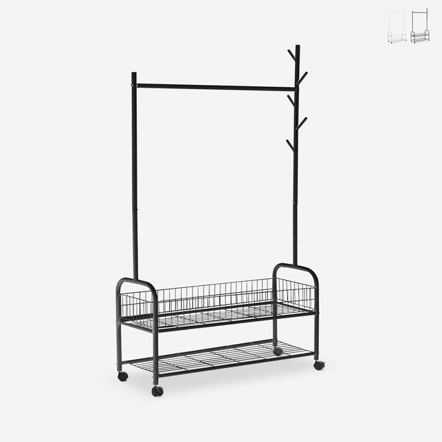 Stand carrello appendiabiti con ruote attaccapanni in metallo Lamy Plus - Nero