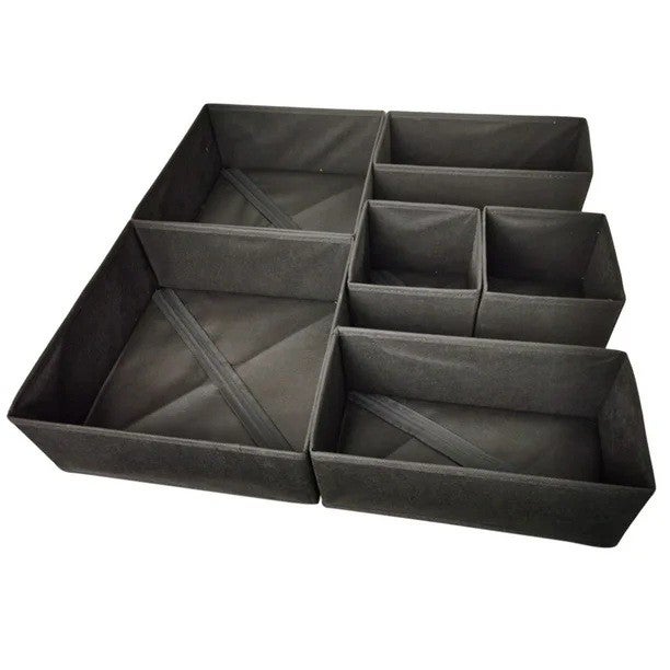 Organizator pentru sertar Flippy, set 6 piese, pliabil, stivuibil, negru 6buc