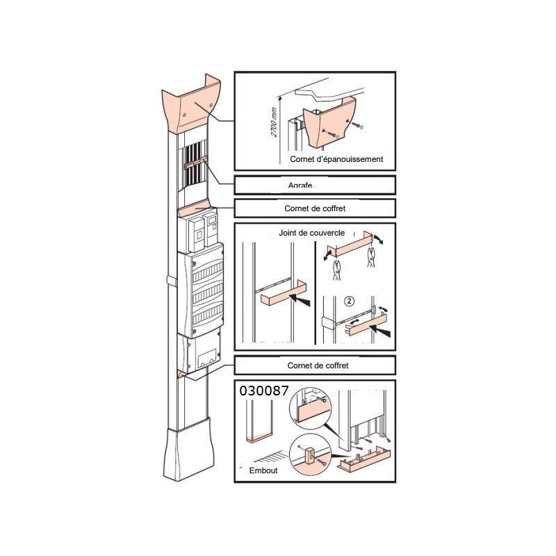Legrand 030087 - Embout d'extrémité - pour goultte GTL - pour finition goulotte mi-hauteur - 3