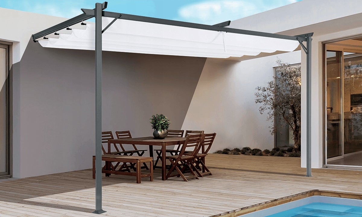 Pergola Tarasowa Altana Ogrodowa Przyścienna SPRINT WALL 4x2,7 Biała Duża 1 szt