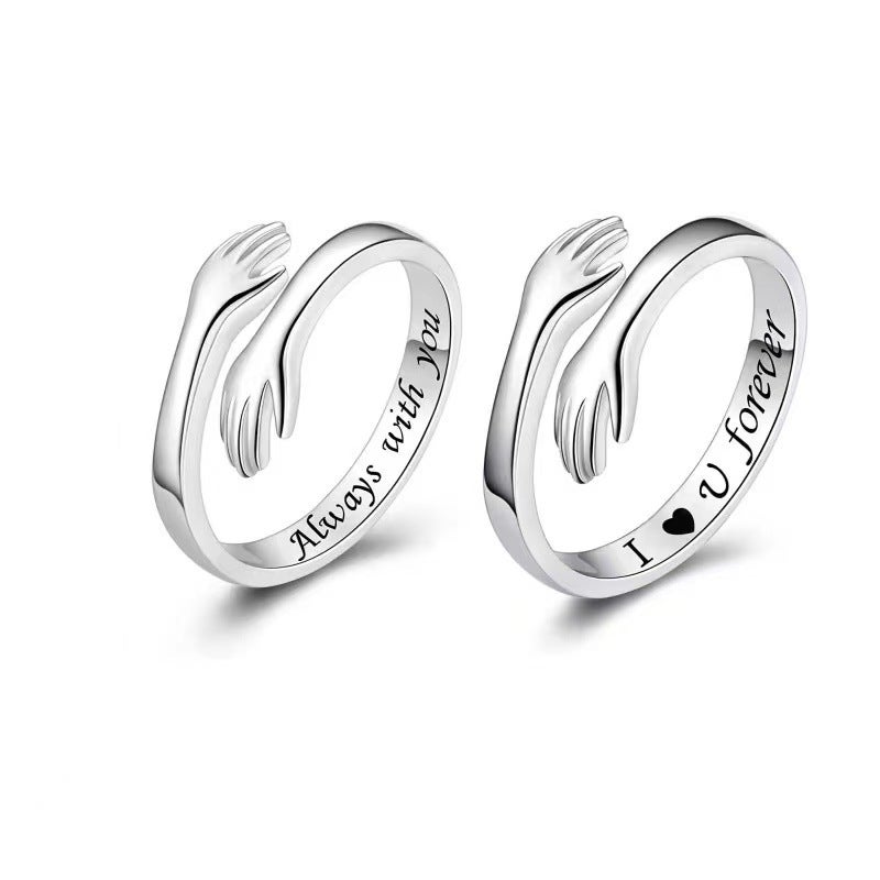 Bague Ouverte Cœurs En Argent Sterling 925 – Marque Silverly – Alliance Ou Bijou Cadeau