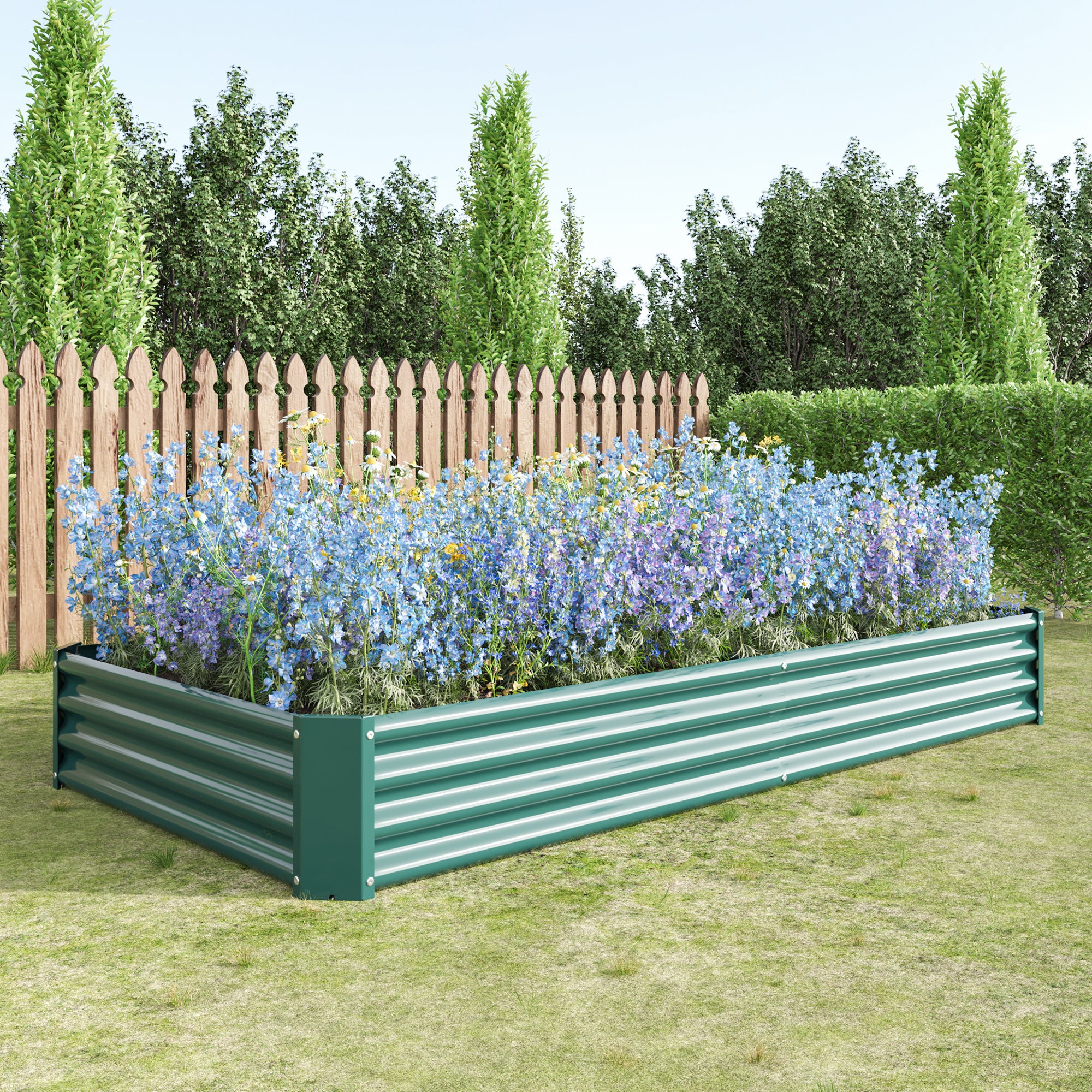 Grand bac surélevé 232x113x30 cm en acier galvanisé pour potager et fleurs - Design jardin - 2