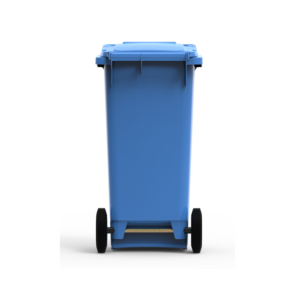 ESE France Conteneur Poubelle à déchets 2 roues - 120L - Robuste et Économique - 100% Recyclé - Bleu - Fabriqué en France - 2