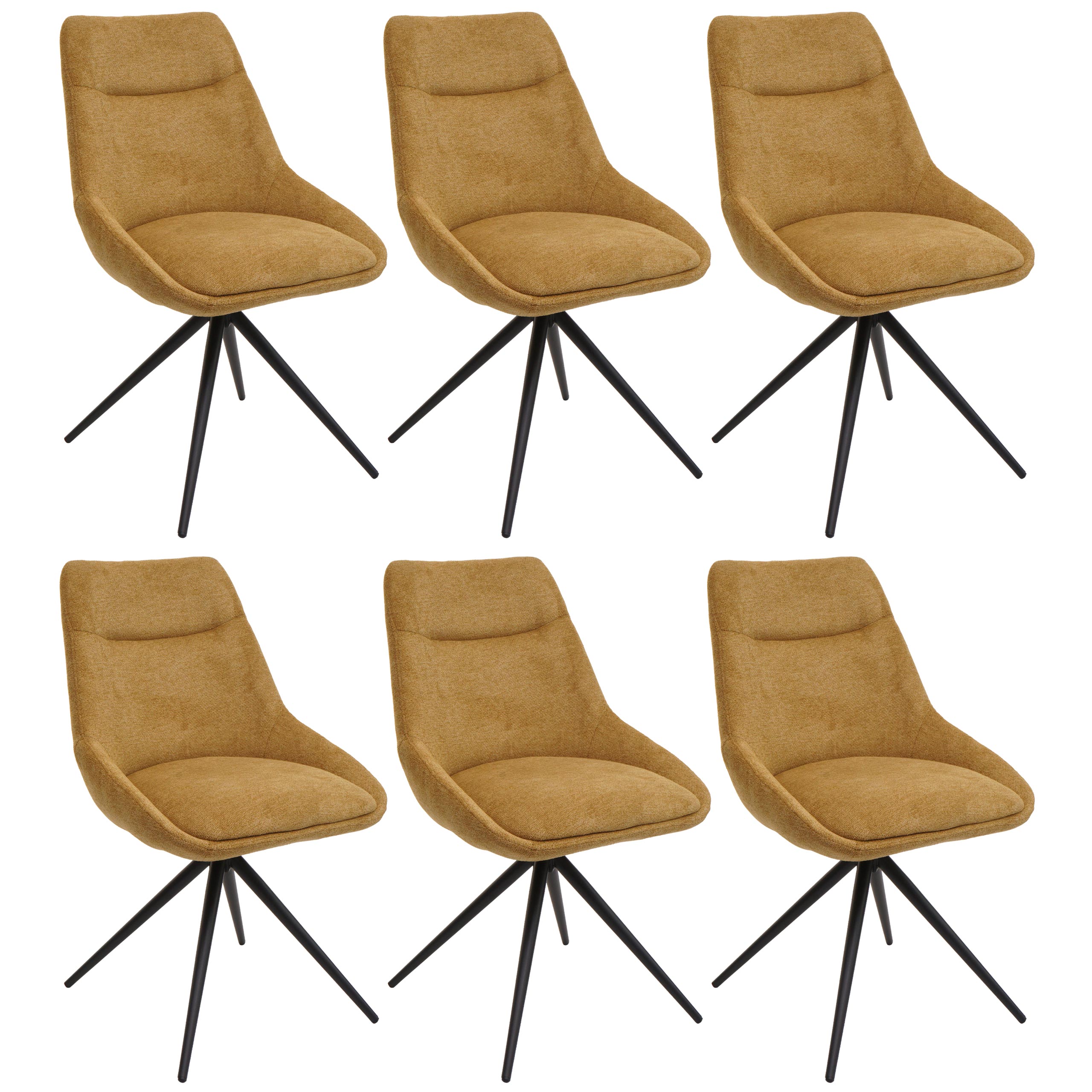 Zestaw 6 krzeseł do jadalni HWC-M65, musztardowożółte