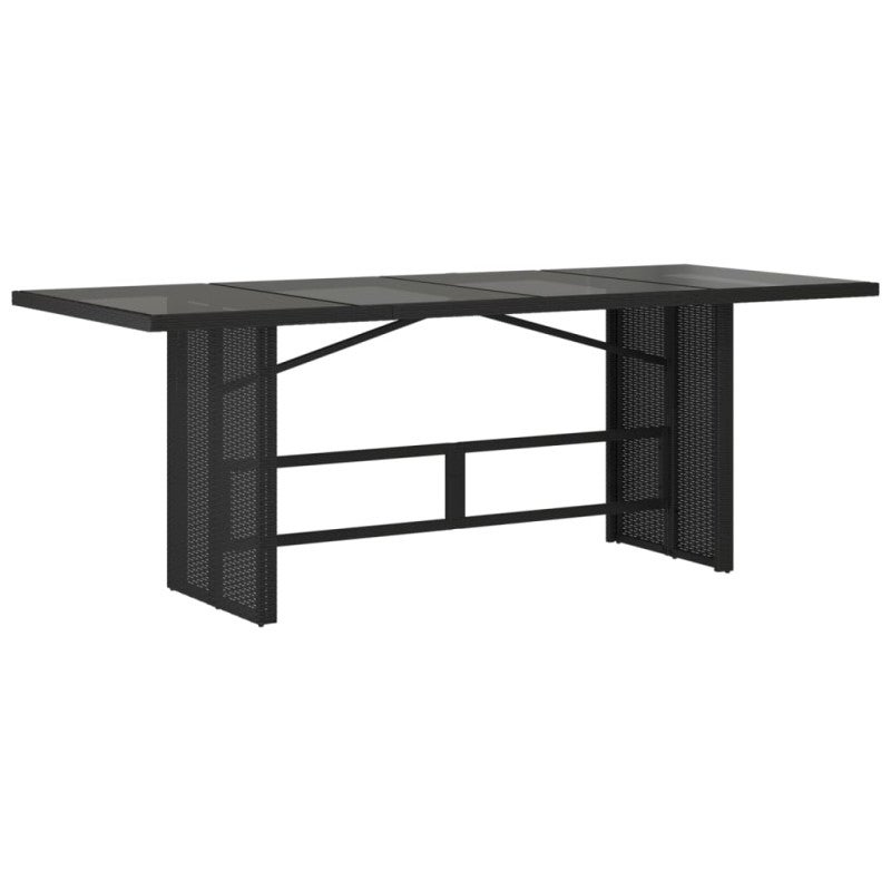 Table de jardin dessus en verre noir 190x80x74cm résine tressée - 2