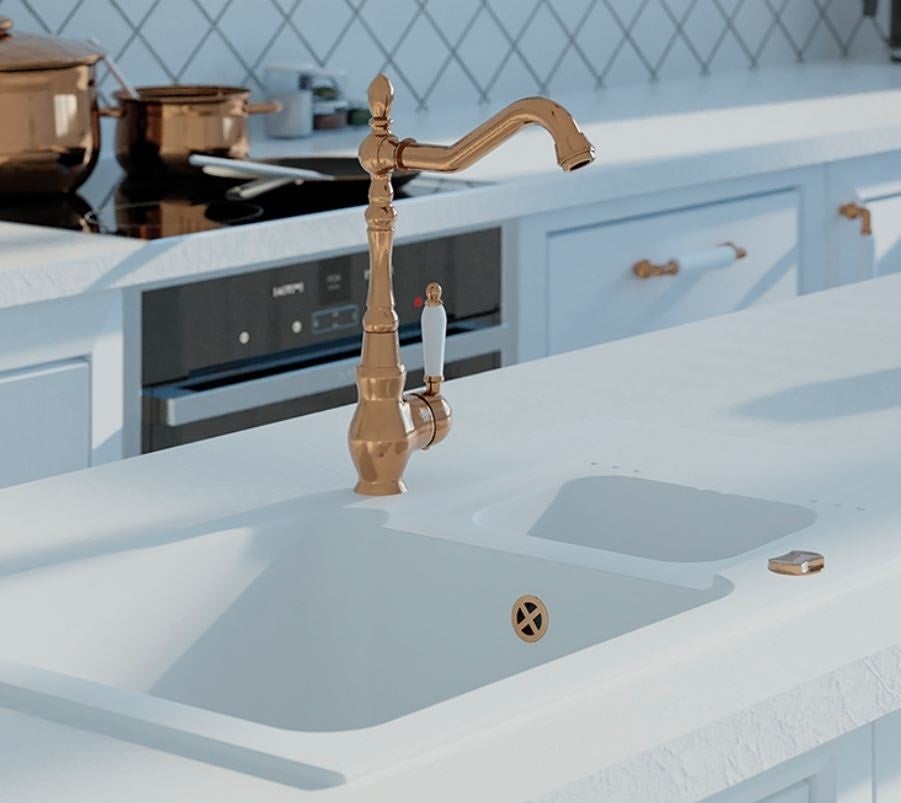 Essebagno Rubinetto Da Cucina Reflet In Rame – Miscelatore Con Aeratore Anticalcare, Beccuccio Girevole E Sistema ESSEFIX, Ottone E Cartuccia Ceramica