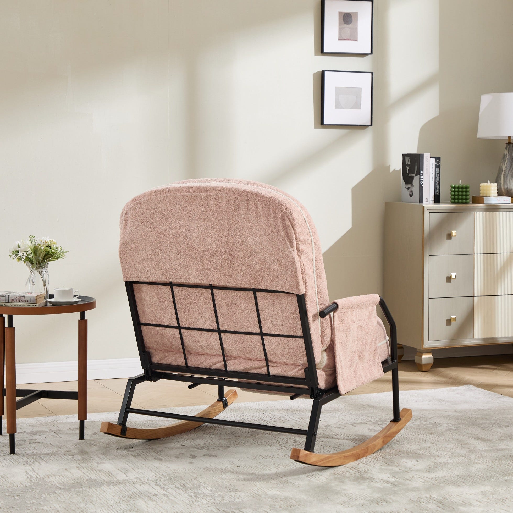 Bascule Fauteuil à bascule 80x87x95 cm, dossier réglable 100-160°, repose-pieds ...