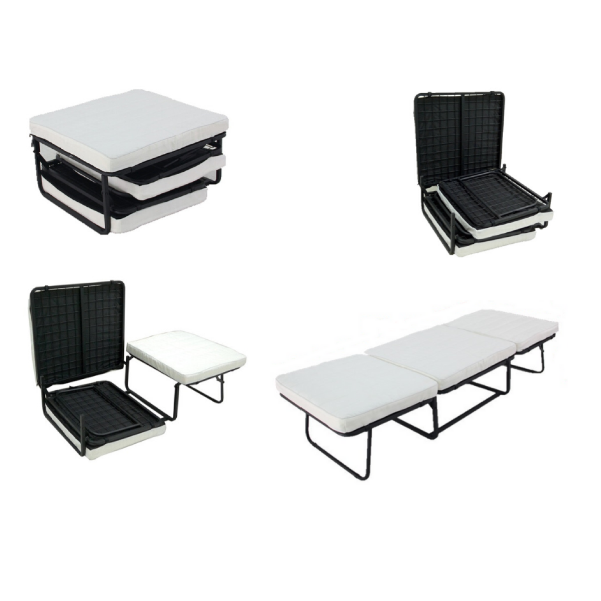 Pouf letto brandina pieghevole 80x80 BIN con tessuto VERDE - 4