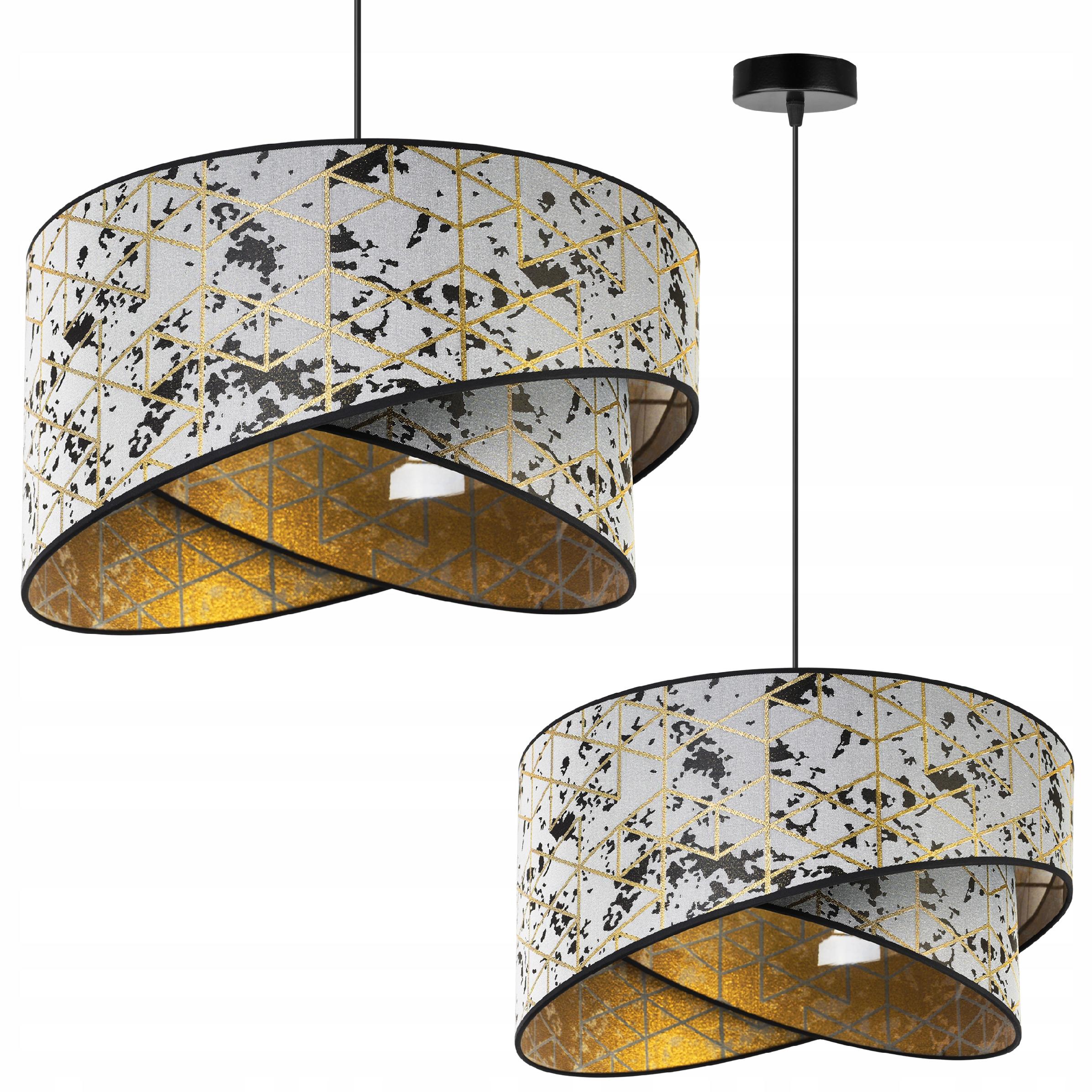 Lampa sufitowa wisząca modern Werona 1xE27 klosz asymetryczny wzorzysty biały/złoty Light Home LH