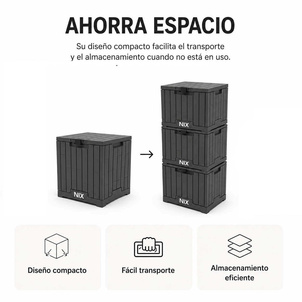 Arcón De Almacenaje Exterior Impermeable 130 L Con Tapa Reforzada - 5