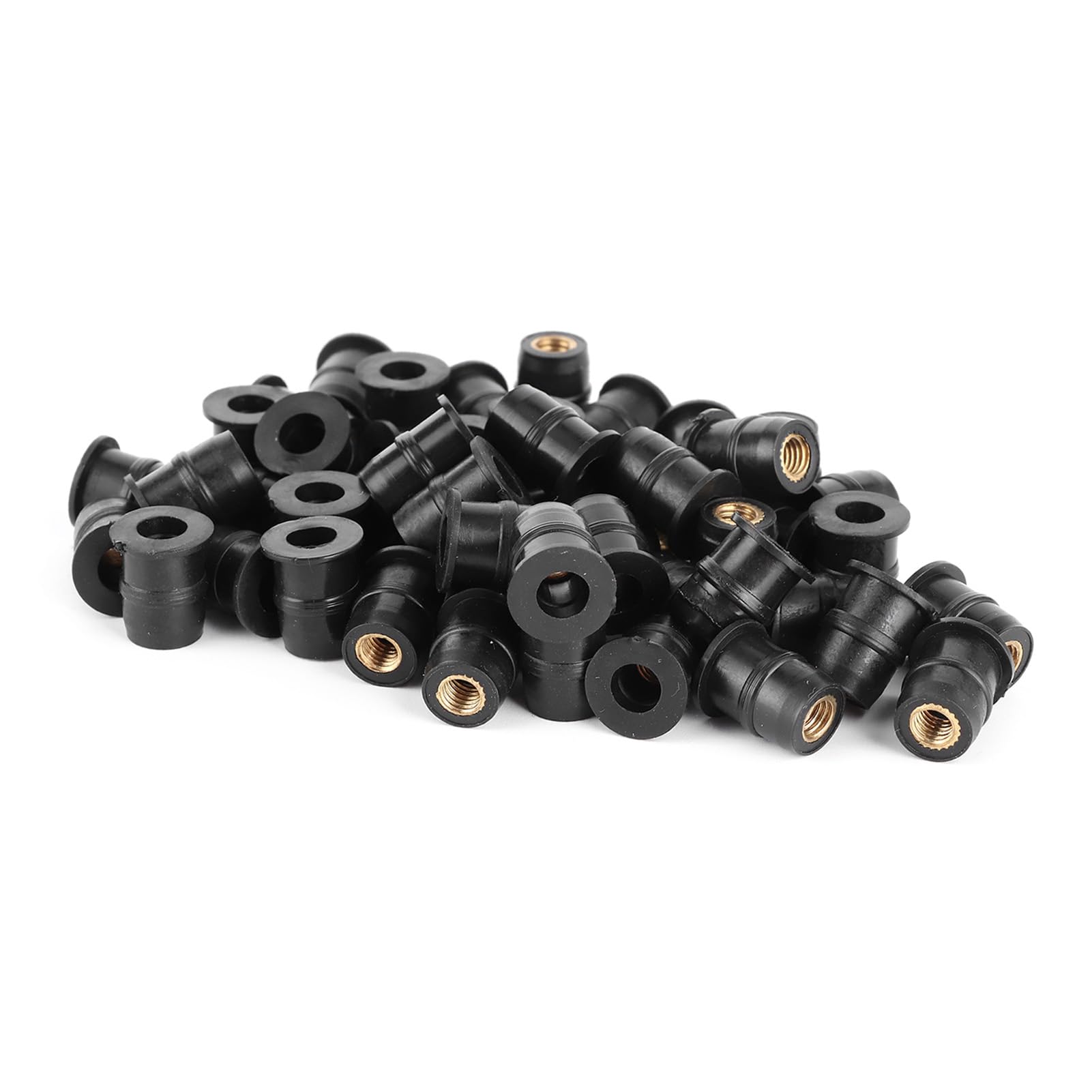 Lot De 10 écrous En Caoutchouc M5 Pour Fixation Antivibration - Caoutchouc Et Laiton - Neufs