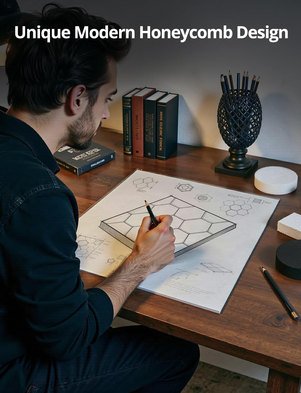 Akustyczne panele ścienne o strukturze plastra miodu do studiów, biur i sal gier, 30 cm x 30 cm x 10 mm, białe, 24 sztuki