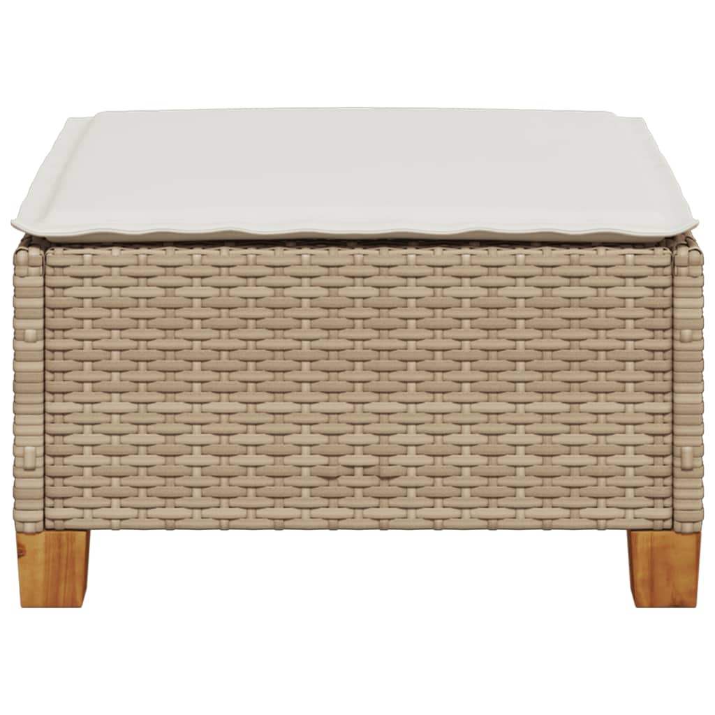 Taburete de jardín y cojín ratán sintético beige 63,5x56x32 cm vidaXL - 5