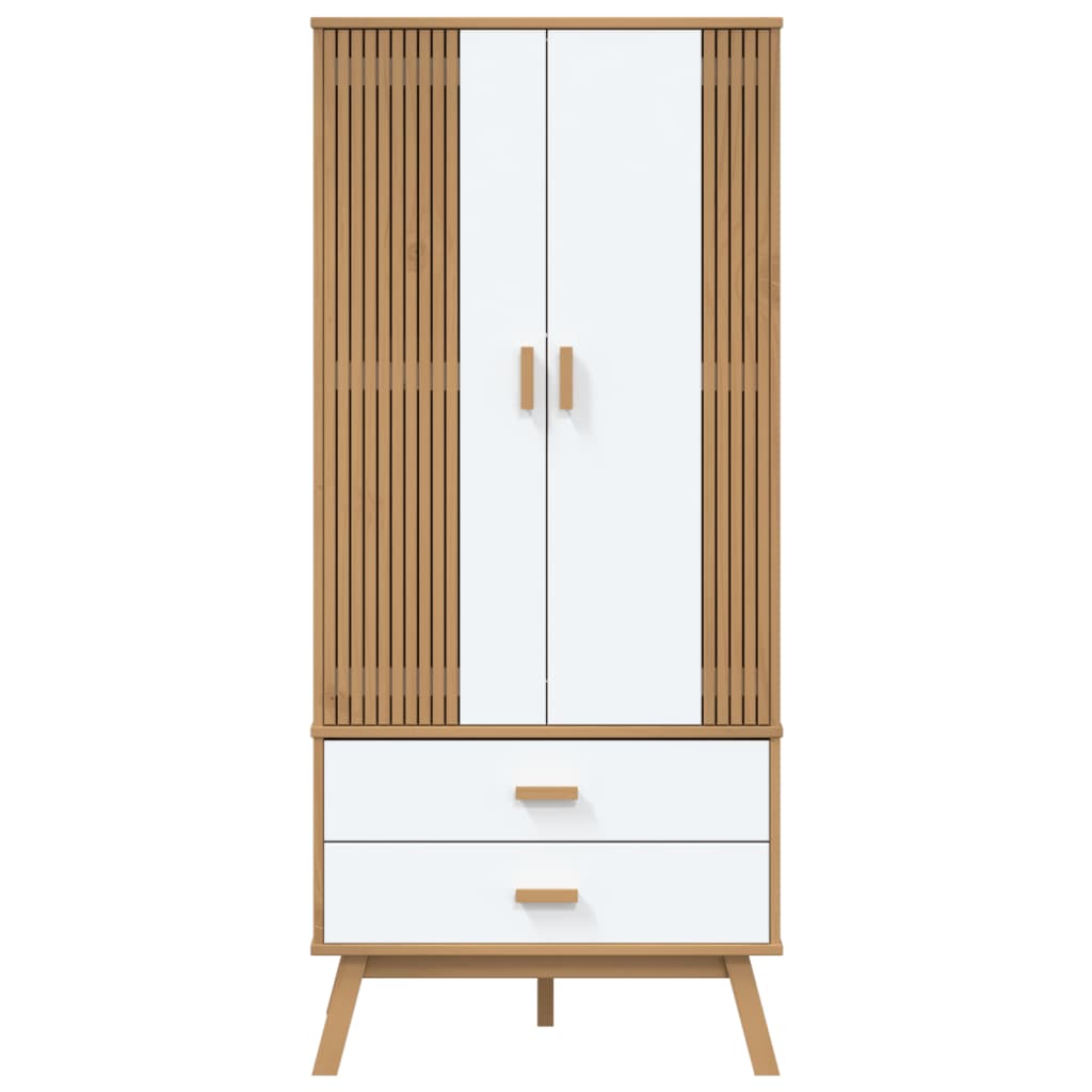 Armário OLDEN de madeira maciça de pinho branco e marrom 76,5x53x172 cm - COMFORTXL - 7
