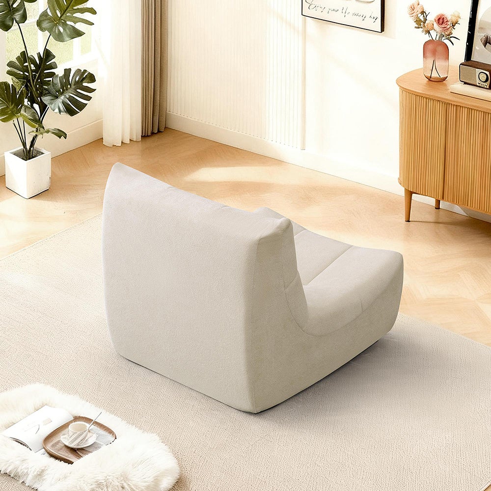 Canapé Togo en Chenille au Sol Sans Accoudoirs Pouf avec Mousse à Mémoire de Forme Confortable Beige - 8