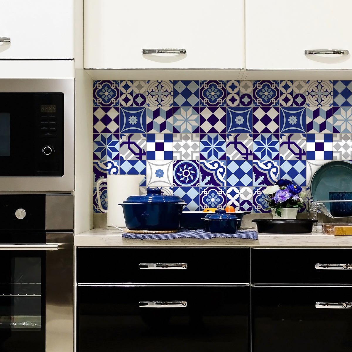 9 adesivi piastrelle di cemento azulejos gabiana - Sticker adesivo - adesivi murali - 9stickers20x20cm - 3