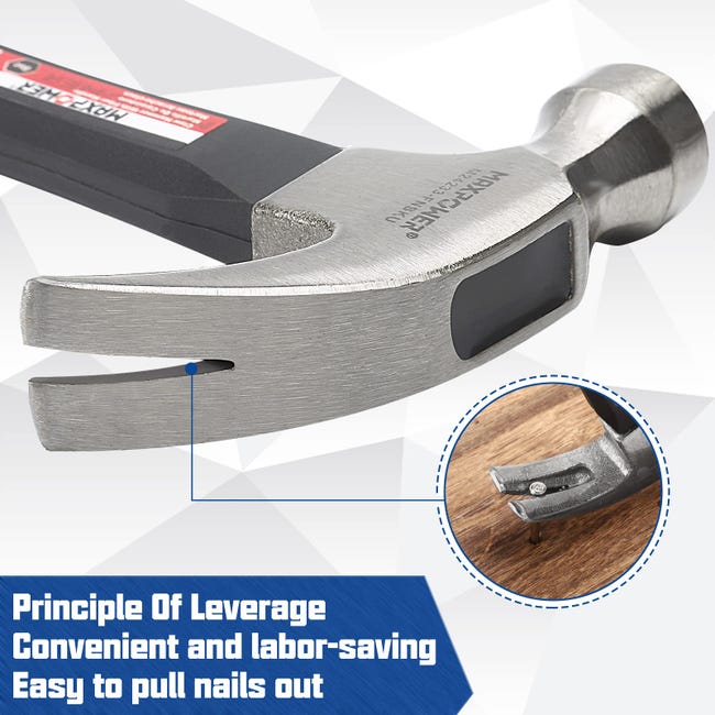 MARTELLO ARTIGLIO 16 Oz Manico In Acciaio Curvo Rimozione Unghie Albero - Foto 7