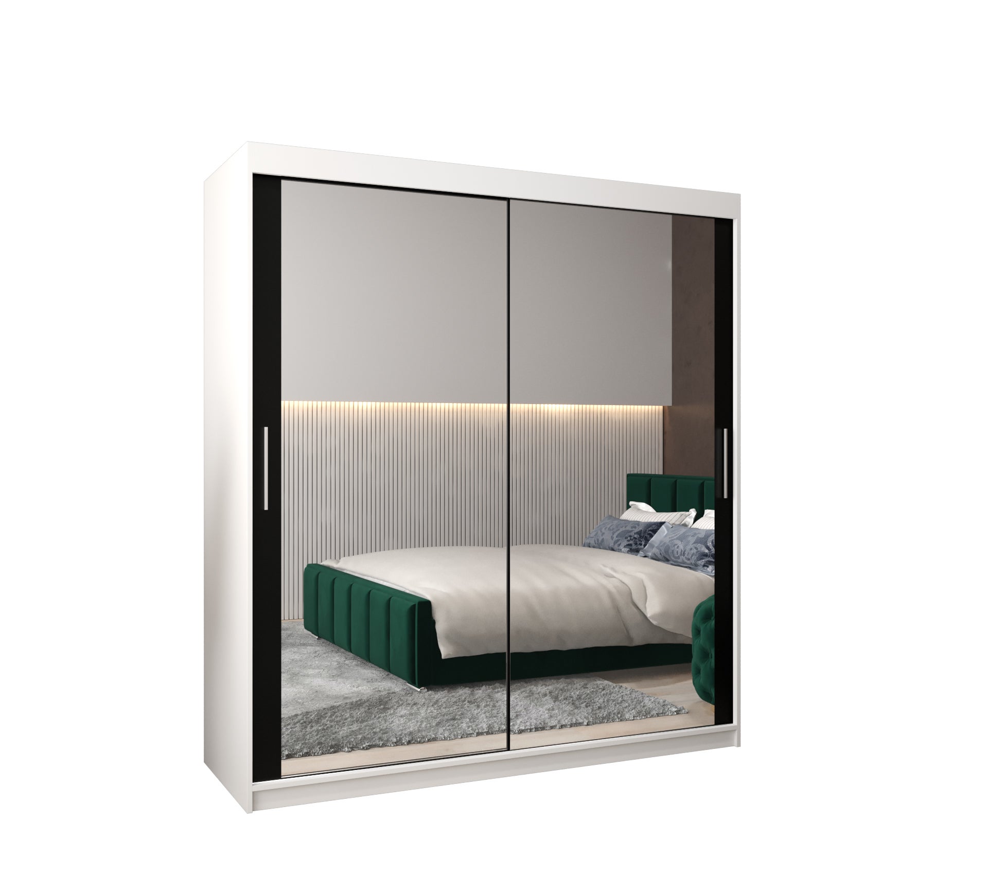 Szafa przesuwna garderoba TOKYO 3 180 x 62 x 200 cm Biały + Czarny - Abiks Meble