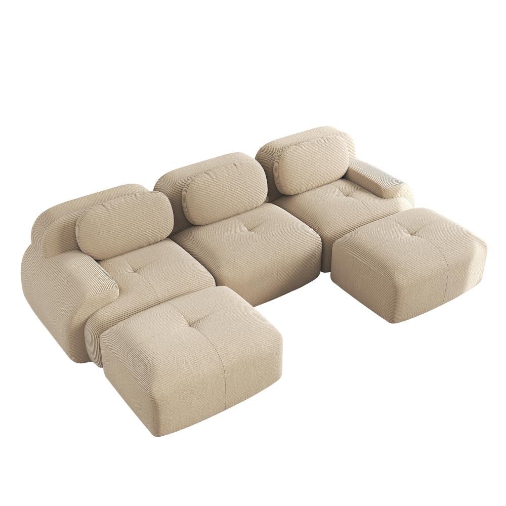 Canapé modulaire en U en tissu côtelé premium, sans montage, antidérapant, adapté aux animaux, rembourrage 32D,chambre et bureau - 6