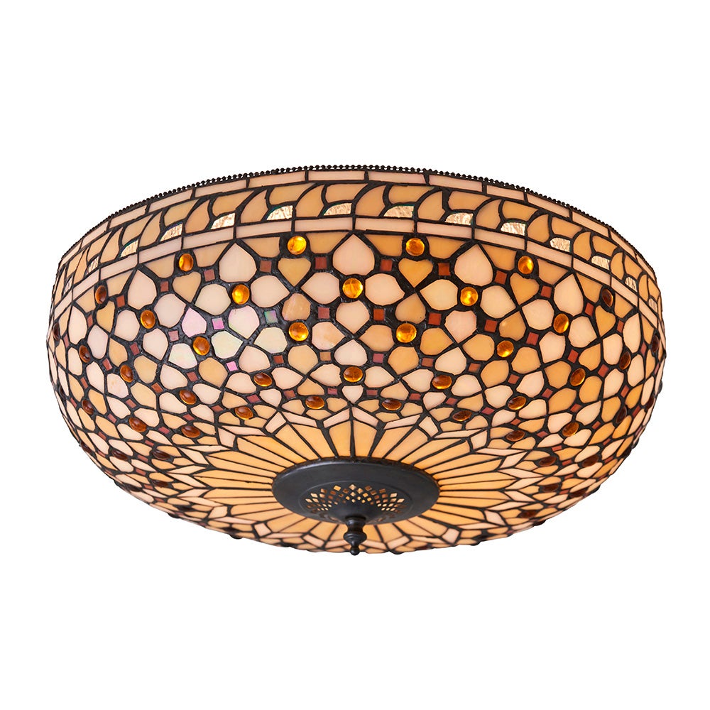Plafon okrągły szklane koraliki MILLE FEUX brązowy 2xE27x20W szkło wym:25x45x45cm IP20 Tiffany