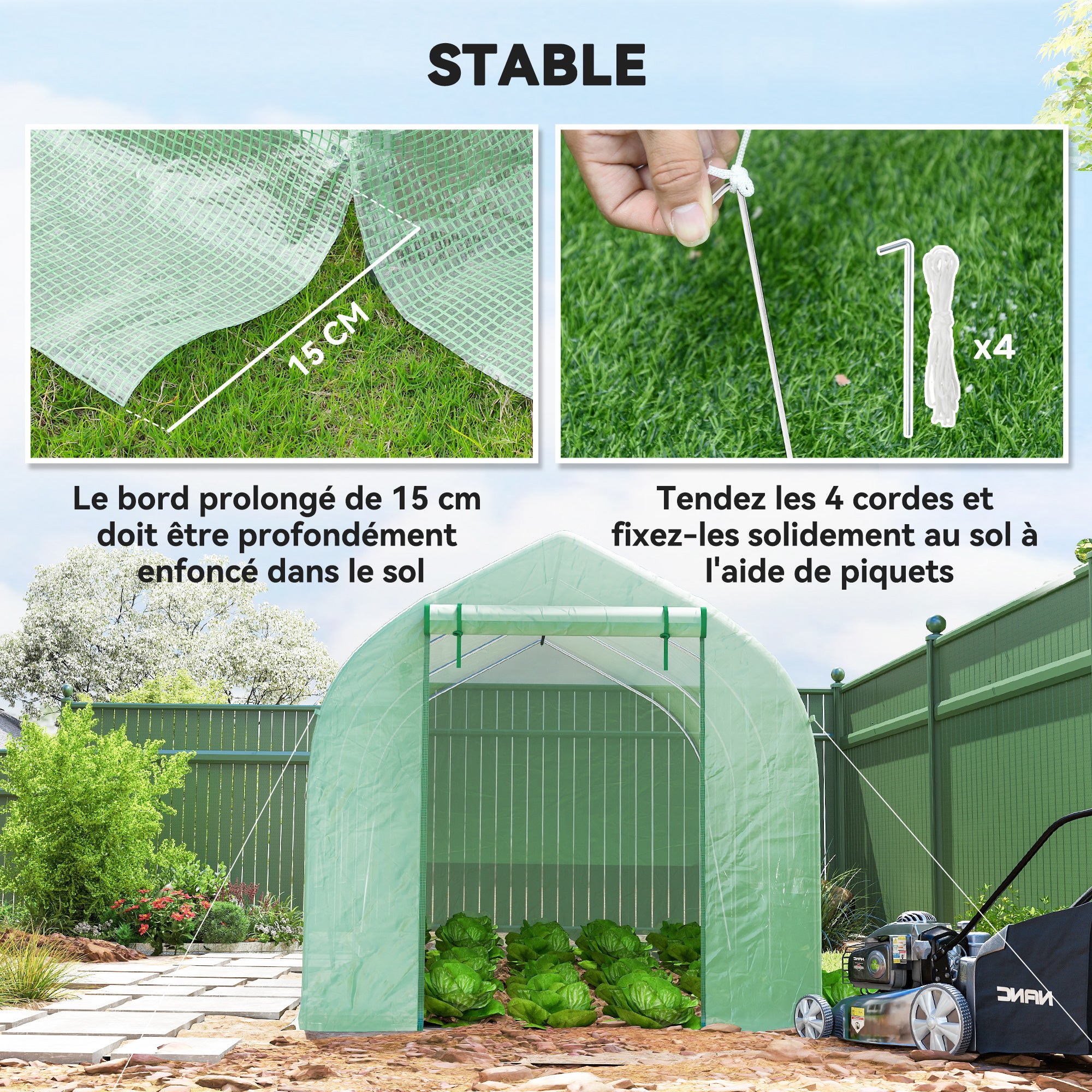 Serre tunnel de jardin PE Outsunny - 5
