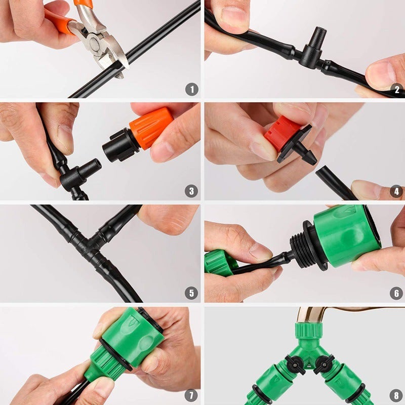 Kit d'arrosage goutte à goutte 30 m 50, comprenant buse de pulvérisation, émetteur et accessoires cannelés, dispositif d'arrosage automatique DIY - 4