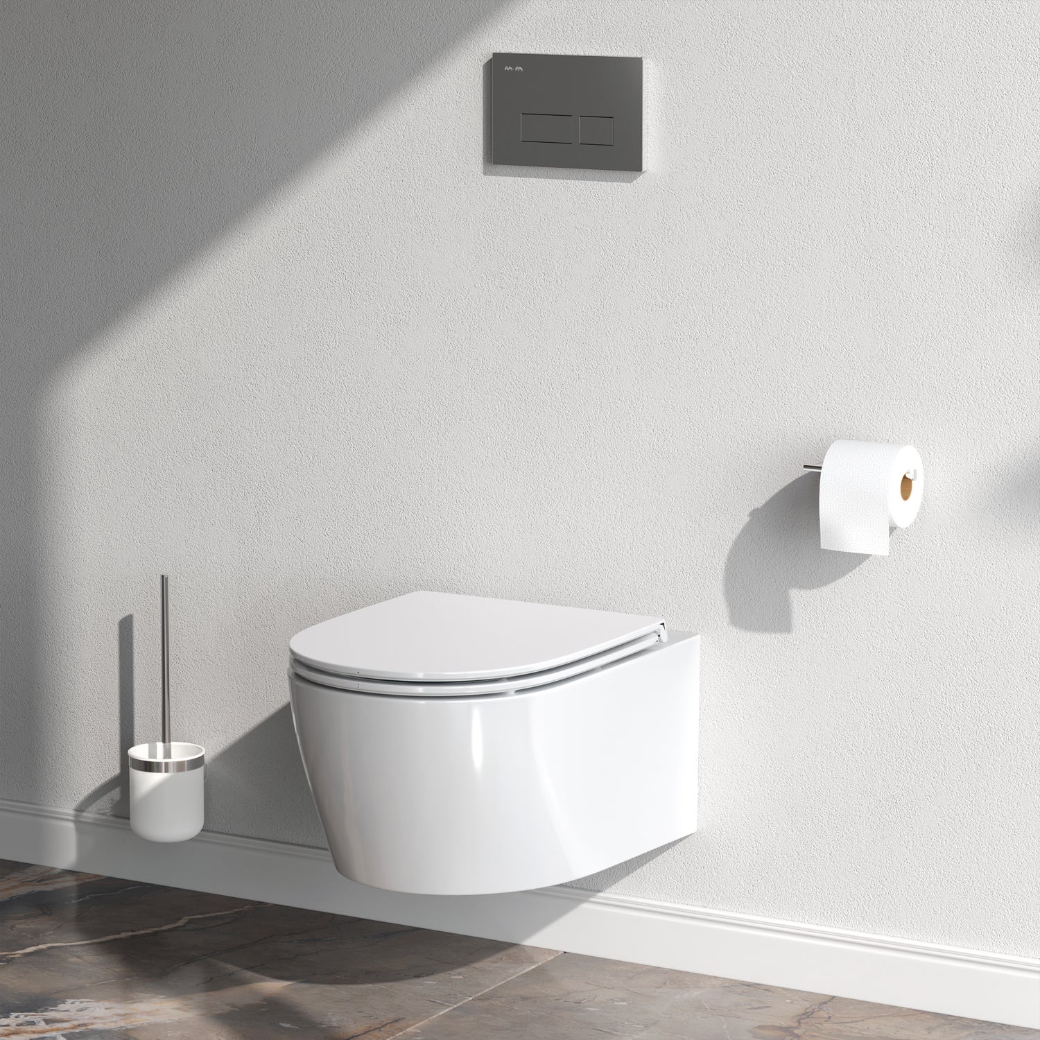 Pack WC suspendu bâti mural et cuvette Plaque Carrée Blanche, Pack WC Bati-support AM.PM X-Joy S - 3
