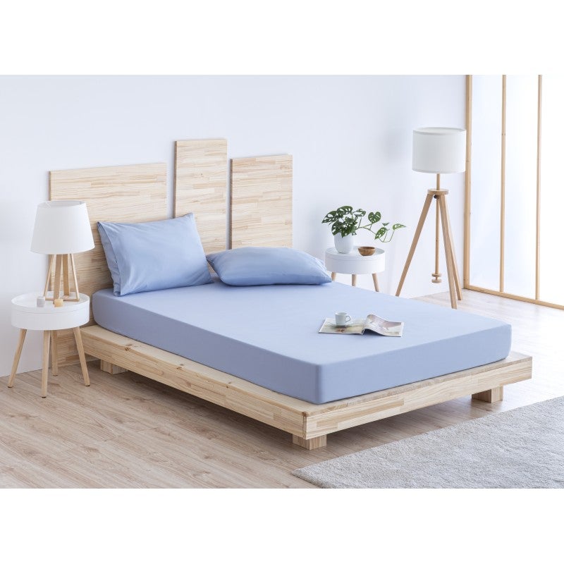 Sábana Bajera Ajustable 180 x 190/200 cm de Microfibra Cepillada Extra Suave Azul claro TODOCAMA - 3