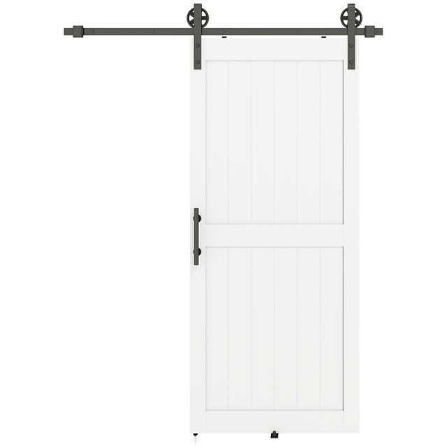 Porta de Correr com Guias HOMCOM MDF e Aço Branco 91,5x3,5x213,4 cm B70-075V82WT