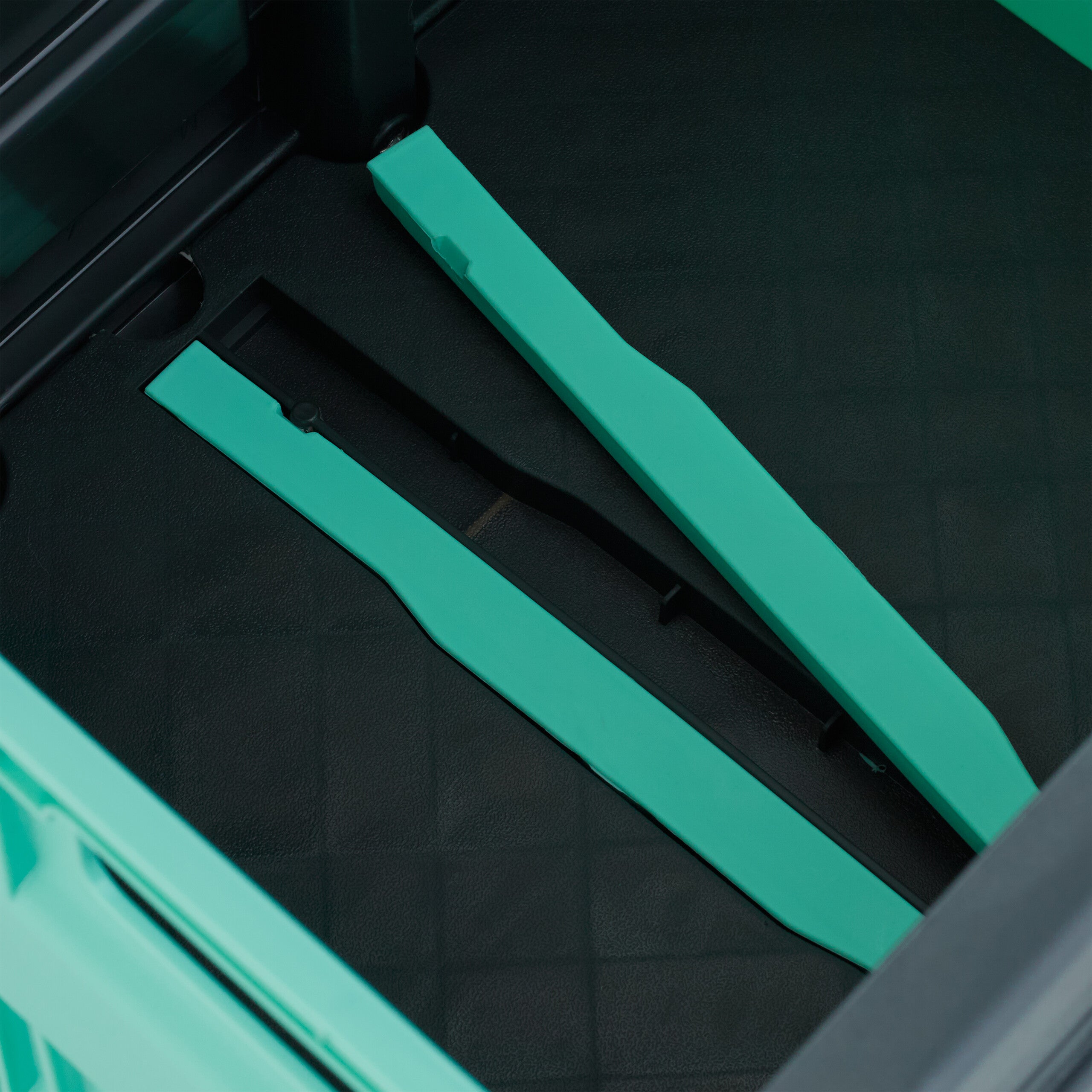 Relaxdays Chariot de courses pliable, avec couvercle, caisse sur roulettes, poignée, jusqu'à 35 kg, turquoise/gris - 7